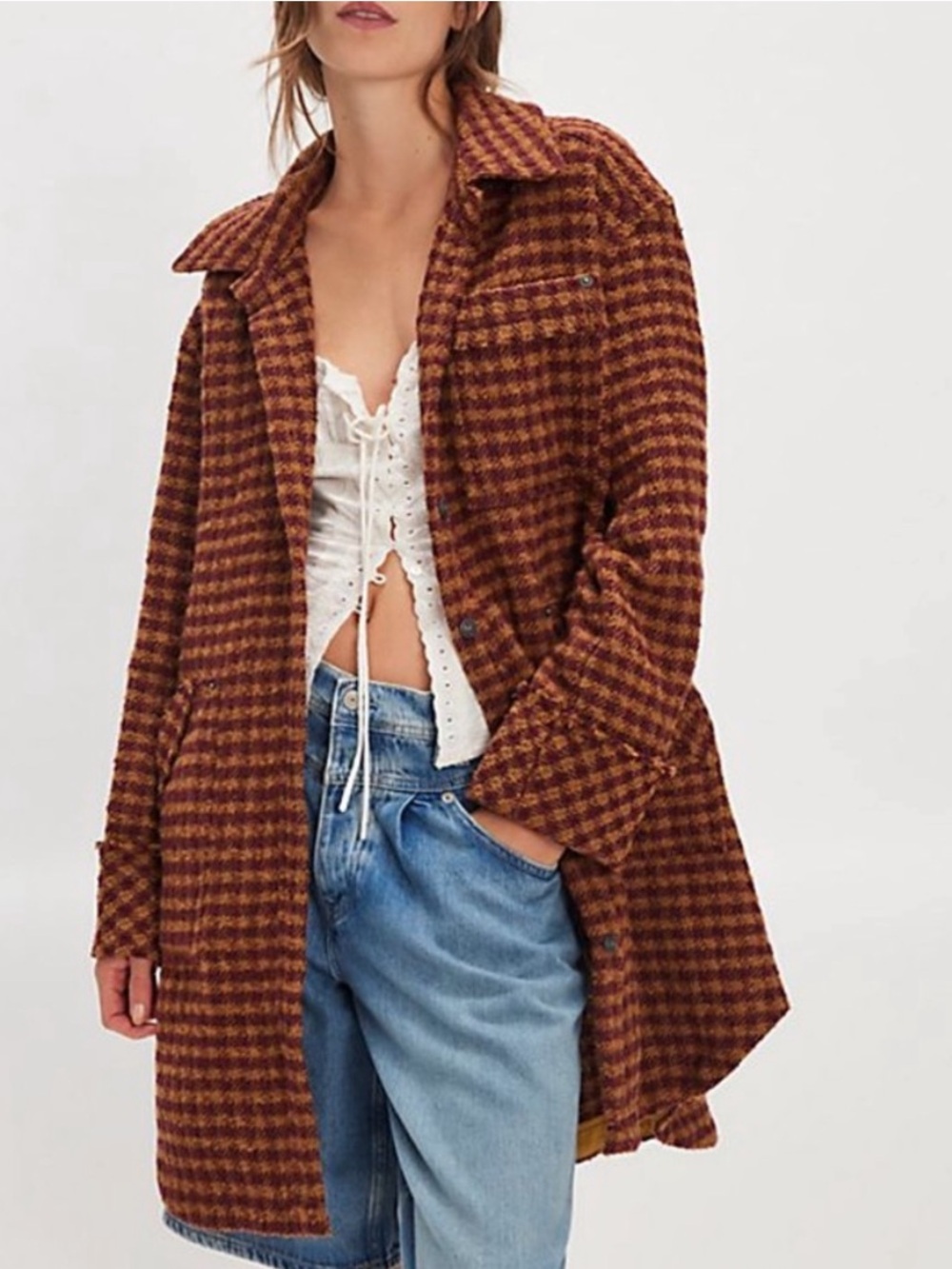 WE THE FREE➕NWT We Get Around Houndstooth Shacket